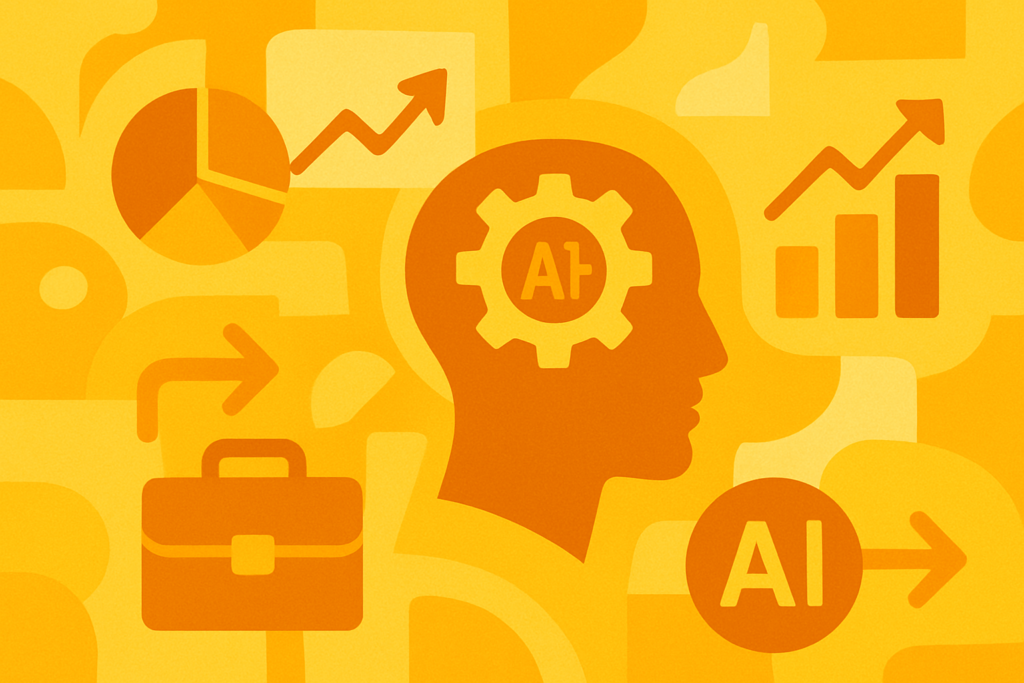 Abstract image for "Why You Should Use AI for Business" No text, yellow theme