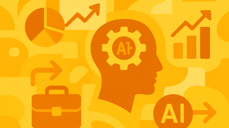 Abstract image for "Why You Should Use AI for Business" No text, yellow theme