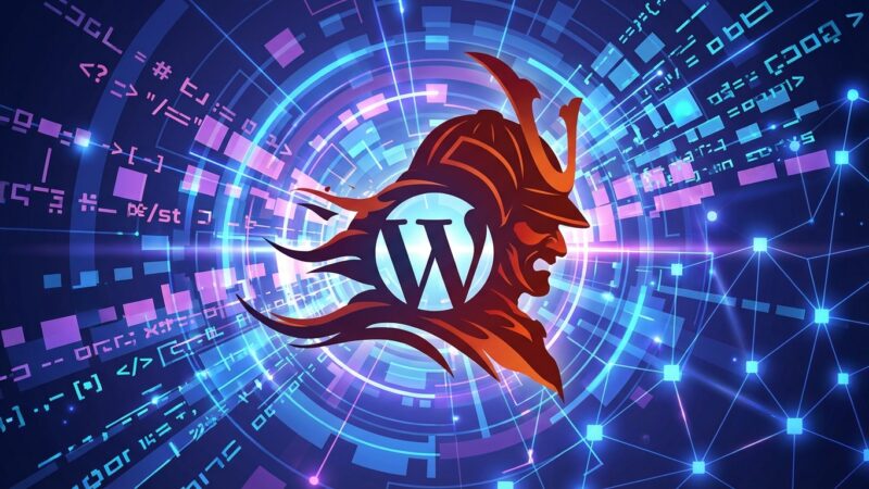 Create an abstract image for "WebSamurai is Now Available in the WordPress Plugin Repository!" - no text, just the image